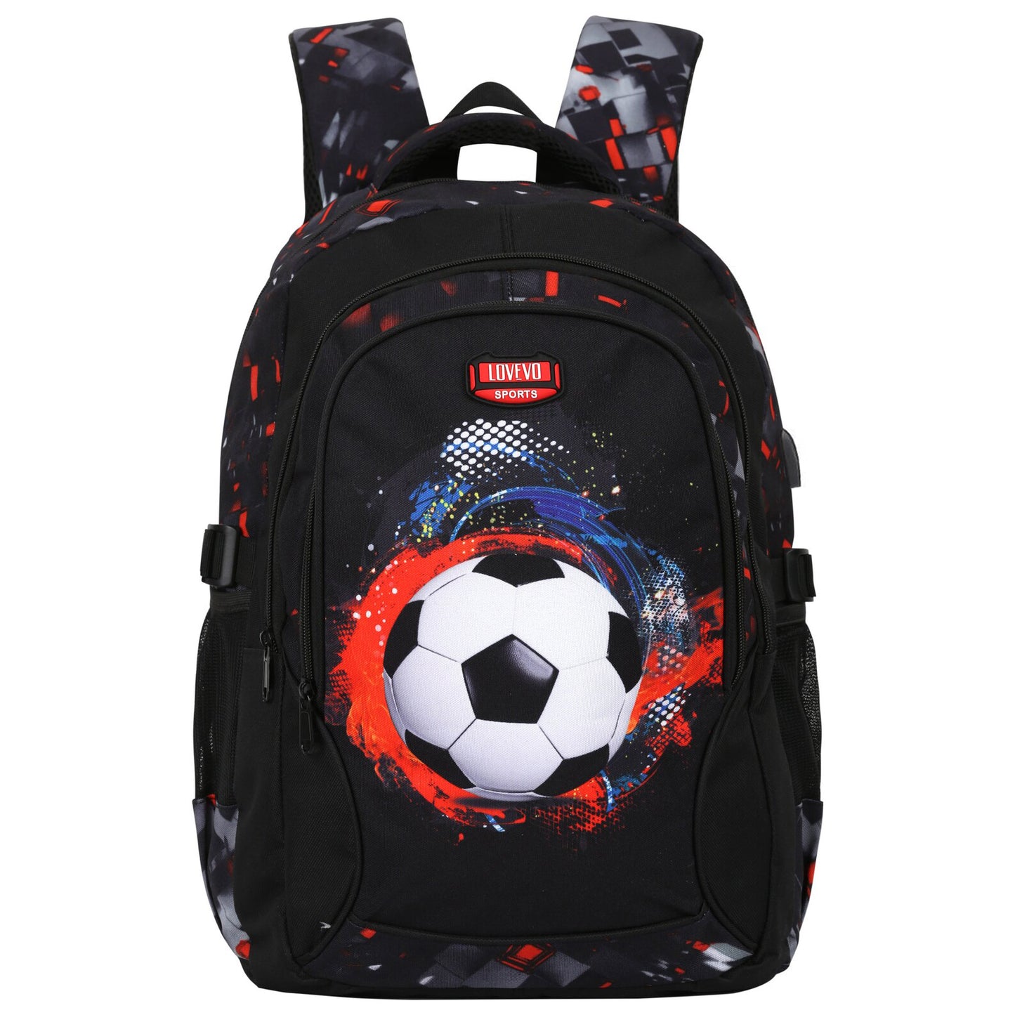 LOVEVO Football Backpack for Young Boys & Girls Bag with USB Charging Port Suitable for School Collage Casual Uni Sports and Gifts