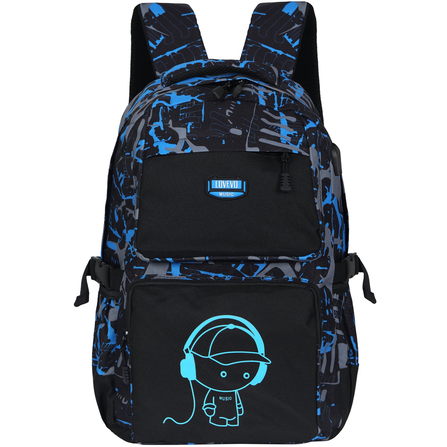 LOVEVO Backpack for Boys & Girls Anime Luminous Music with USB Charging Port Suitable for School College Uni Travel Sports and Gifts