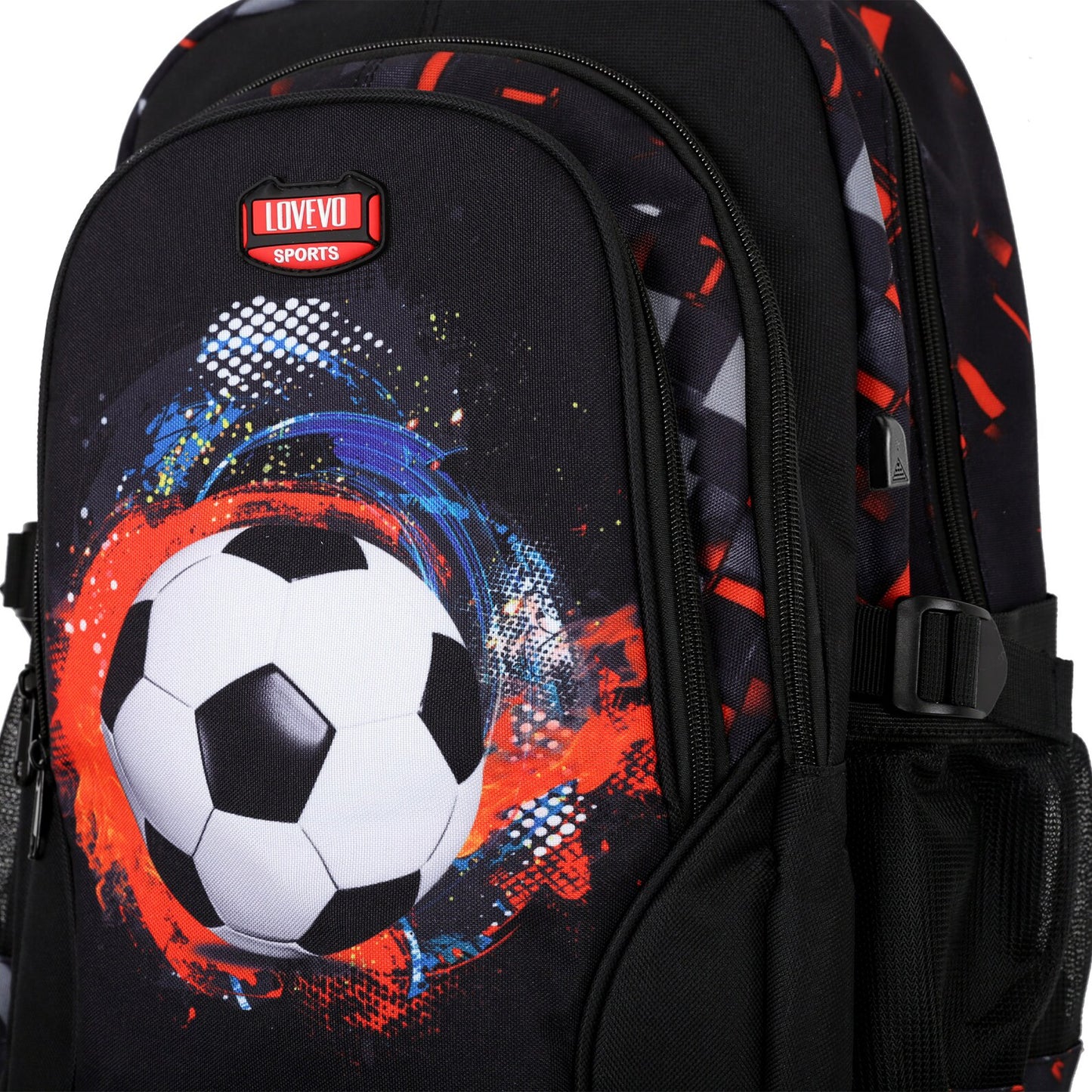 LOVEVO Football Backpack for Young Boys & Girls Bag with USB Charging Port Suitable for School Collage Casual Uni Sports and Gifts