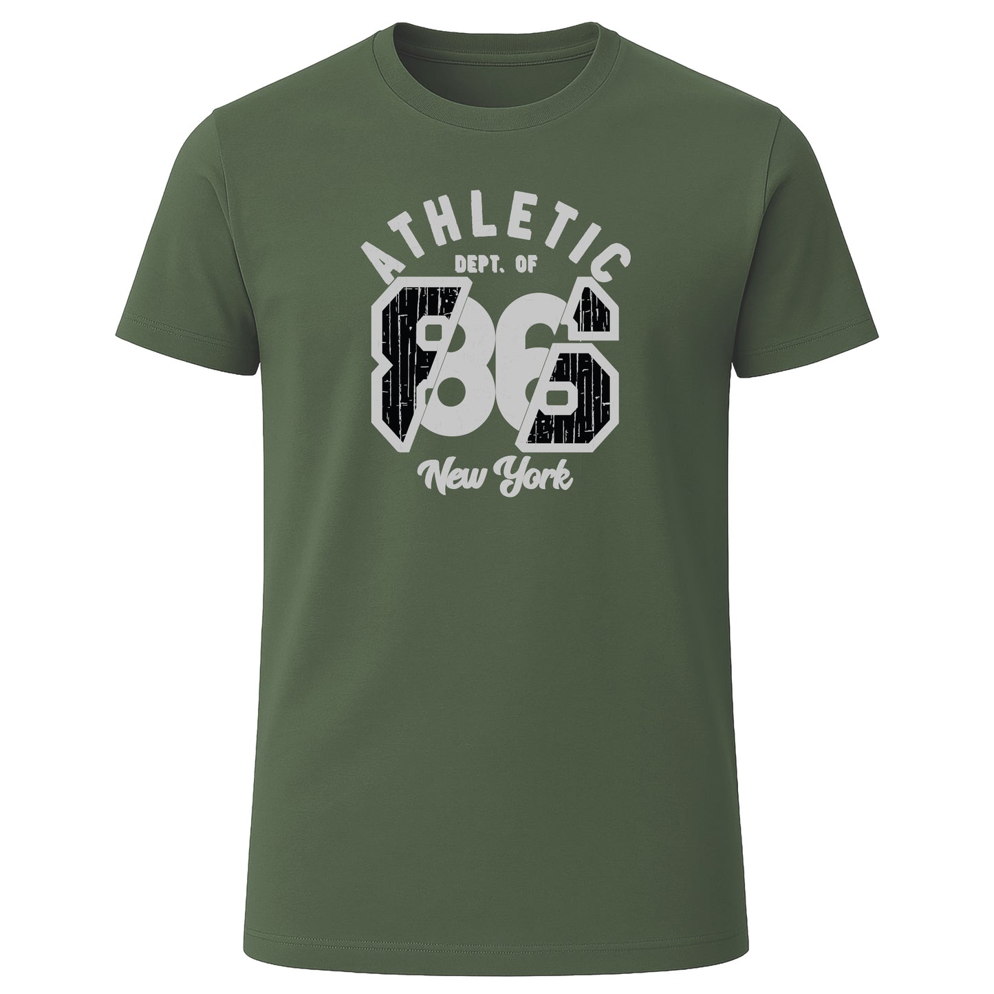 LOVEVO olive green graphic T-shirt with Athletic 86 New York design