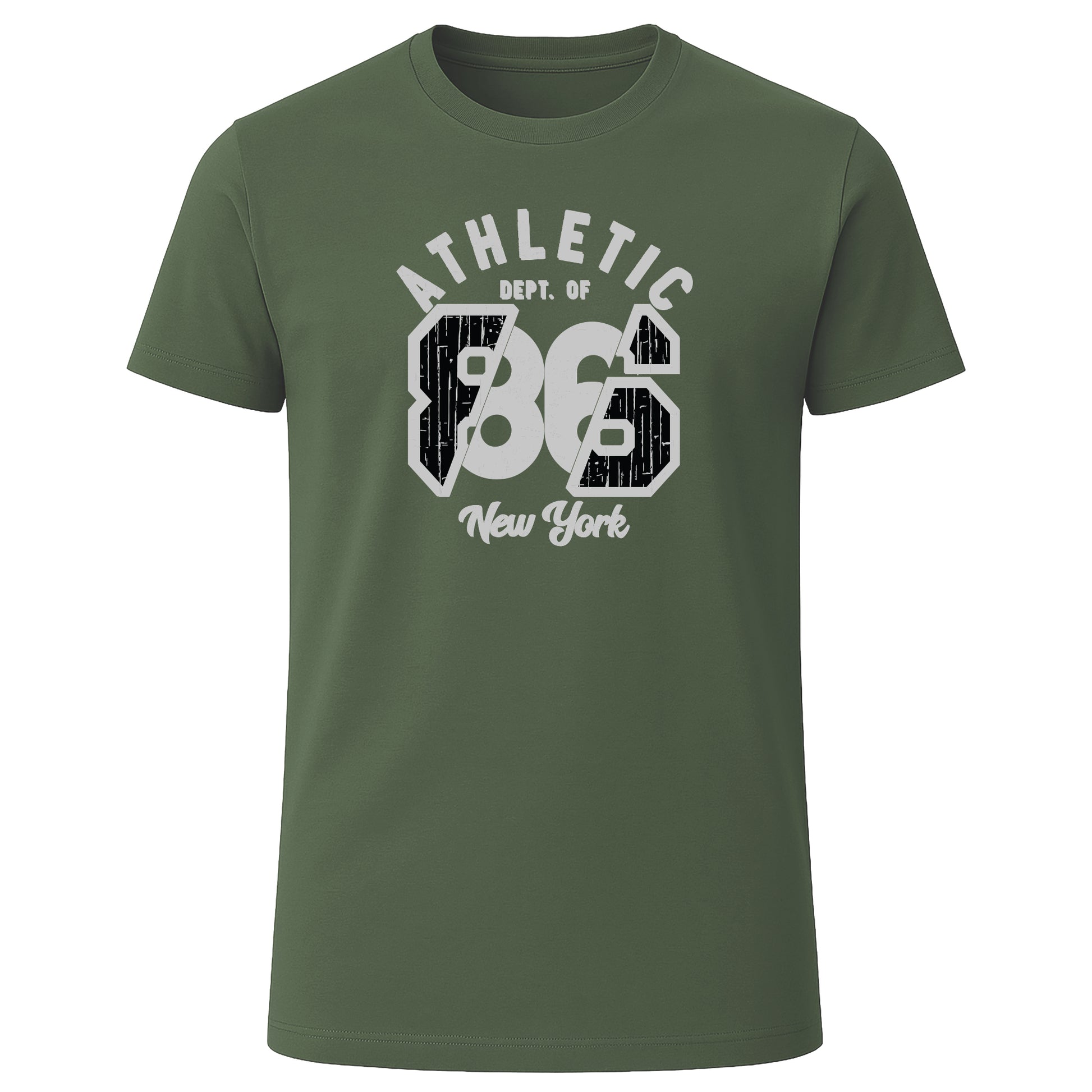LOVEVO olive green graphic T-shirt with Athletic 86 New York design