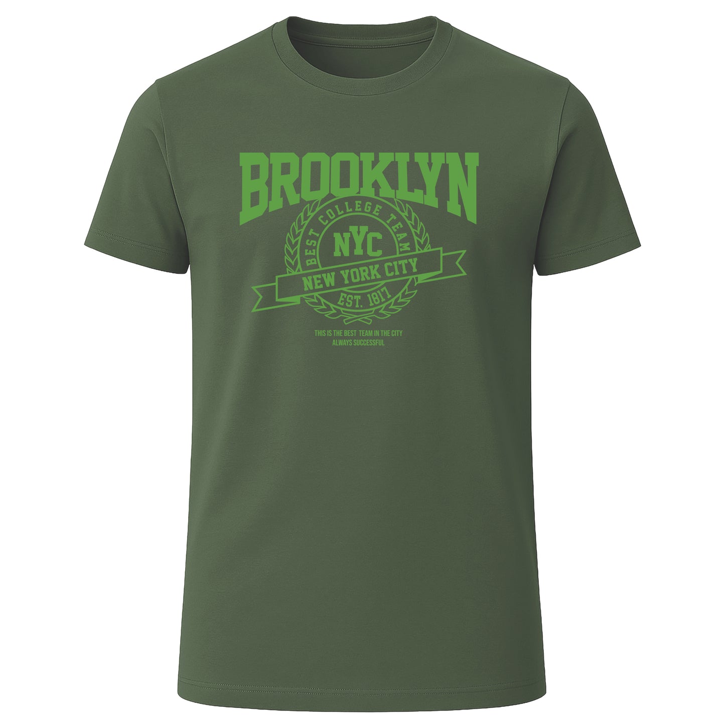 Green T-shirt with Brooklyn NYC graphic print