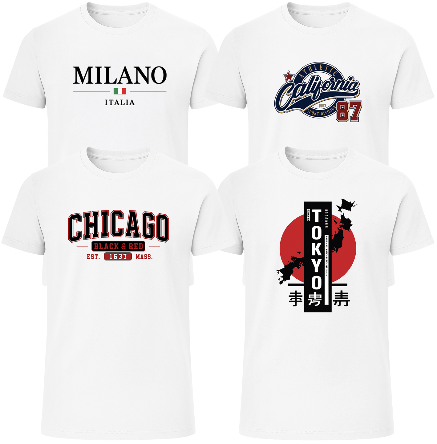 LOVEVO 4-Pack Graphic T-Shirts – City Life Collection