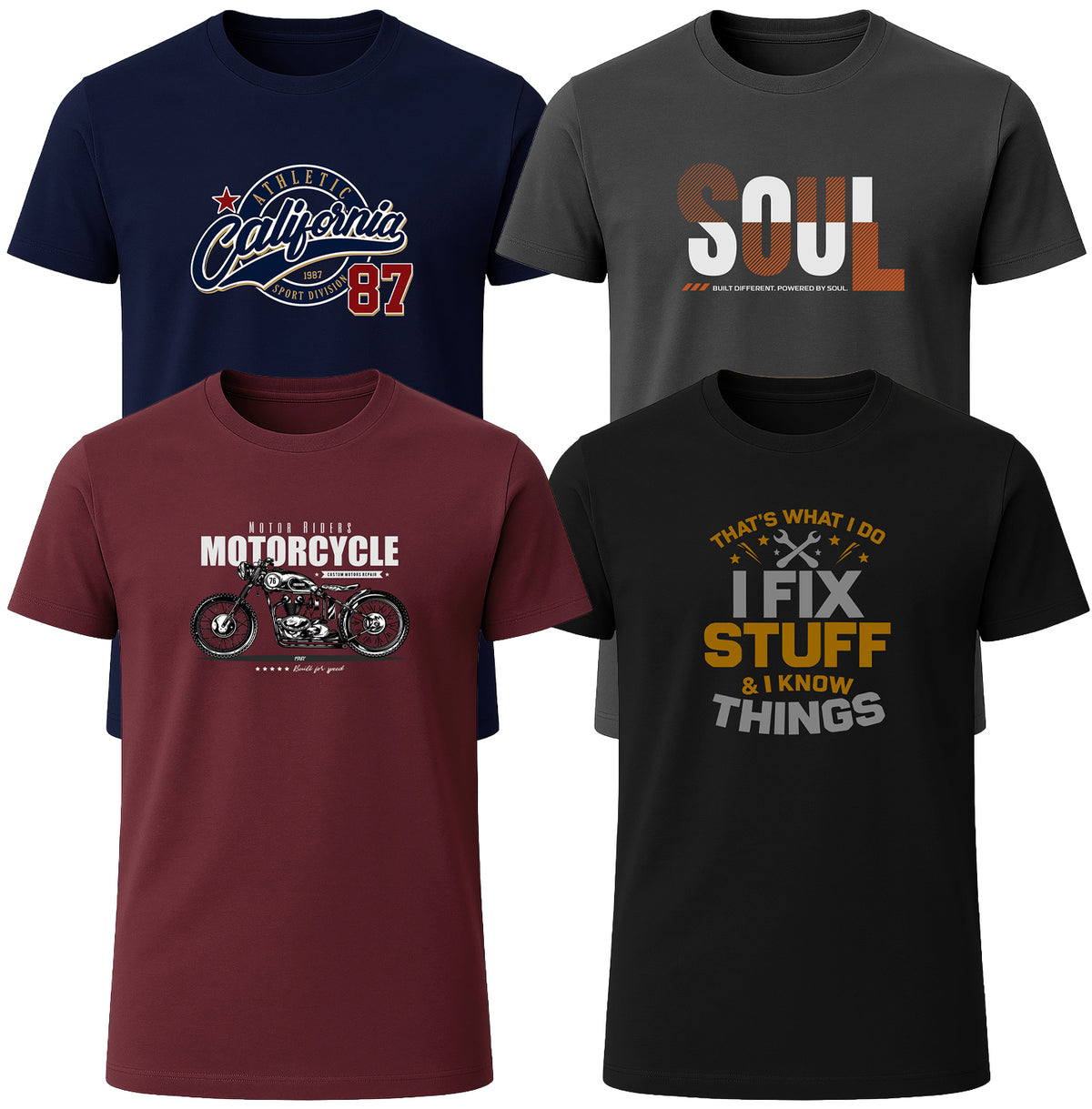 LOVEVO 4-Pack Graphic T-Shirts – Icon Collection