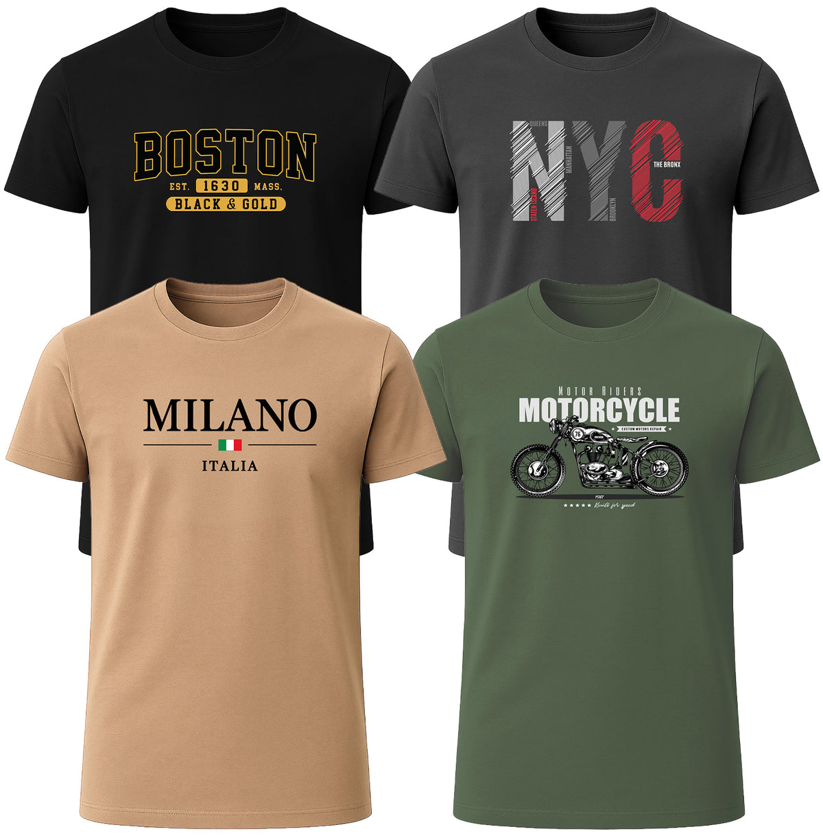 LOVEVO 4-Pack Graphic T-Shirts – Classic Collection