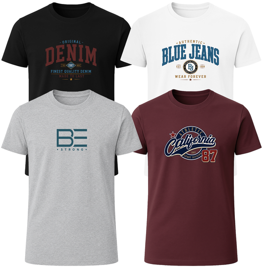 LOVEVO 4-Pack Graphic T-Shirts – Heritage Denim Collection |
