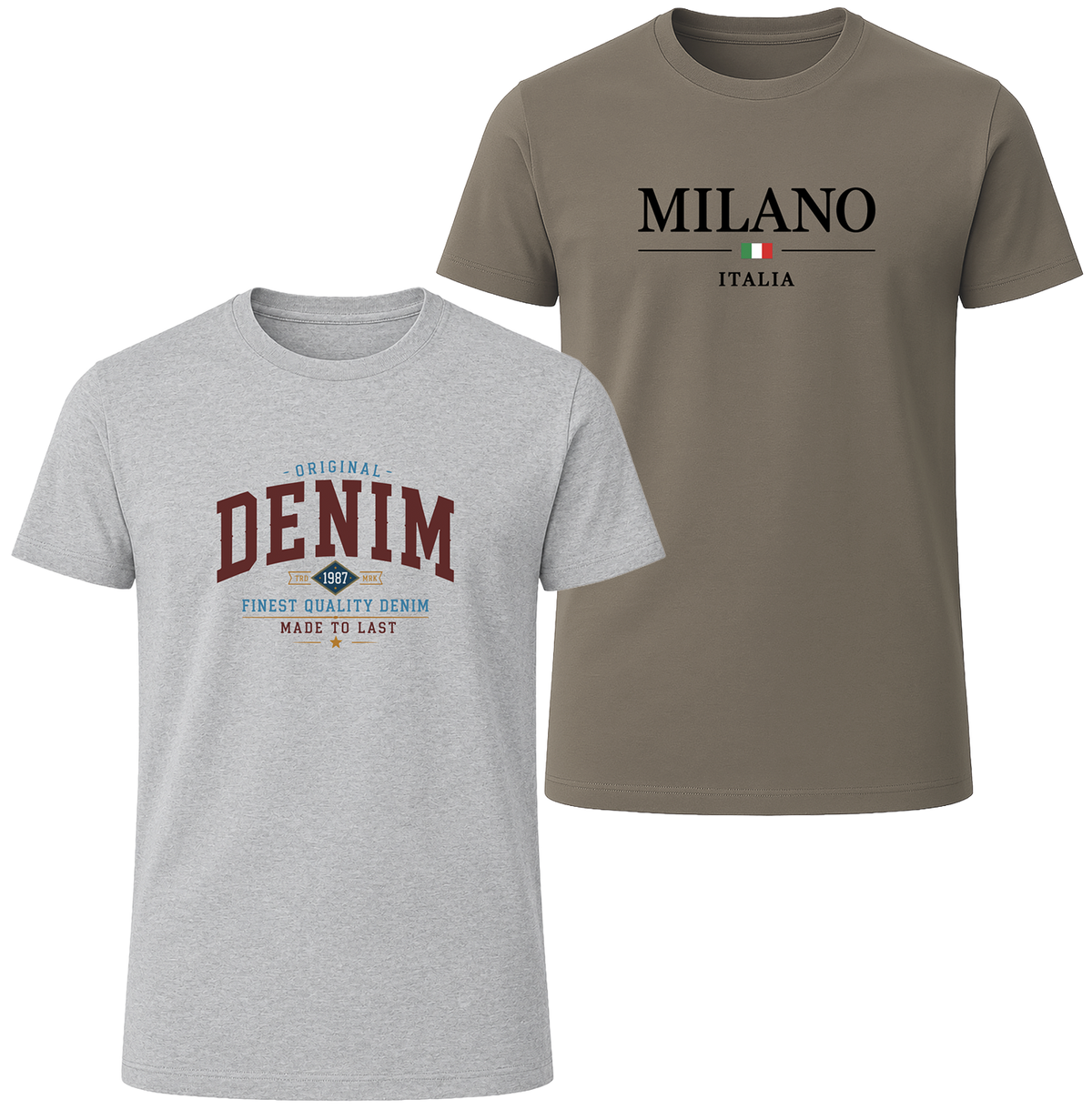 LOVEVO 2 Pack Graphic T-Shirts – Milano Denim Collection