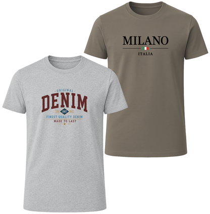 LOVEVO 2 Pack Graphic T-Shirts – Milano Denim Collection
