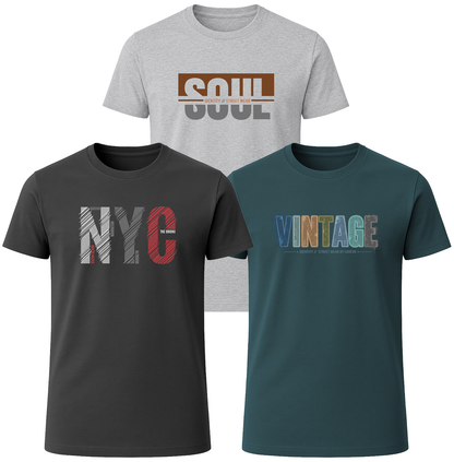 LOVEVO 3 Pack Graphic T-Shirts – Metro Collection