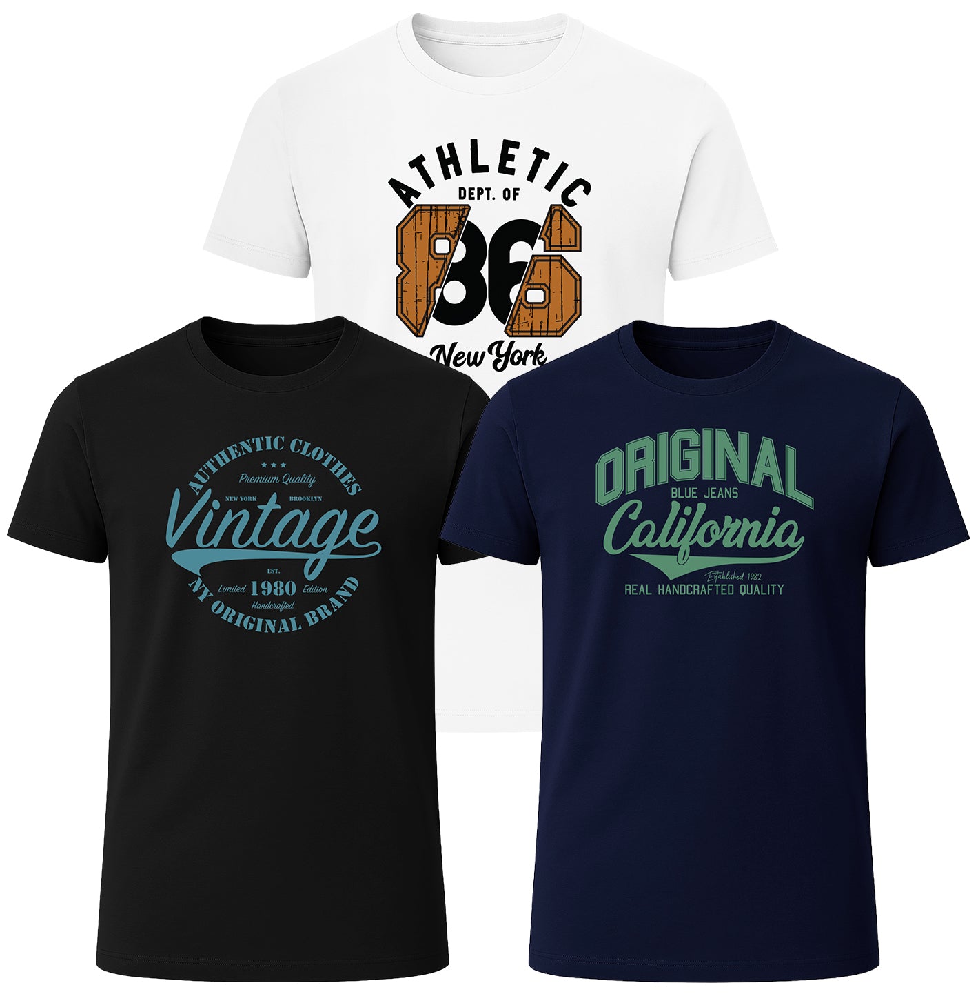 LOVEVO 3 Pack Graphic T-Shirts – Varsity Collection