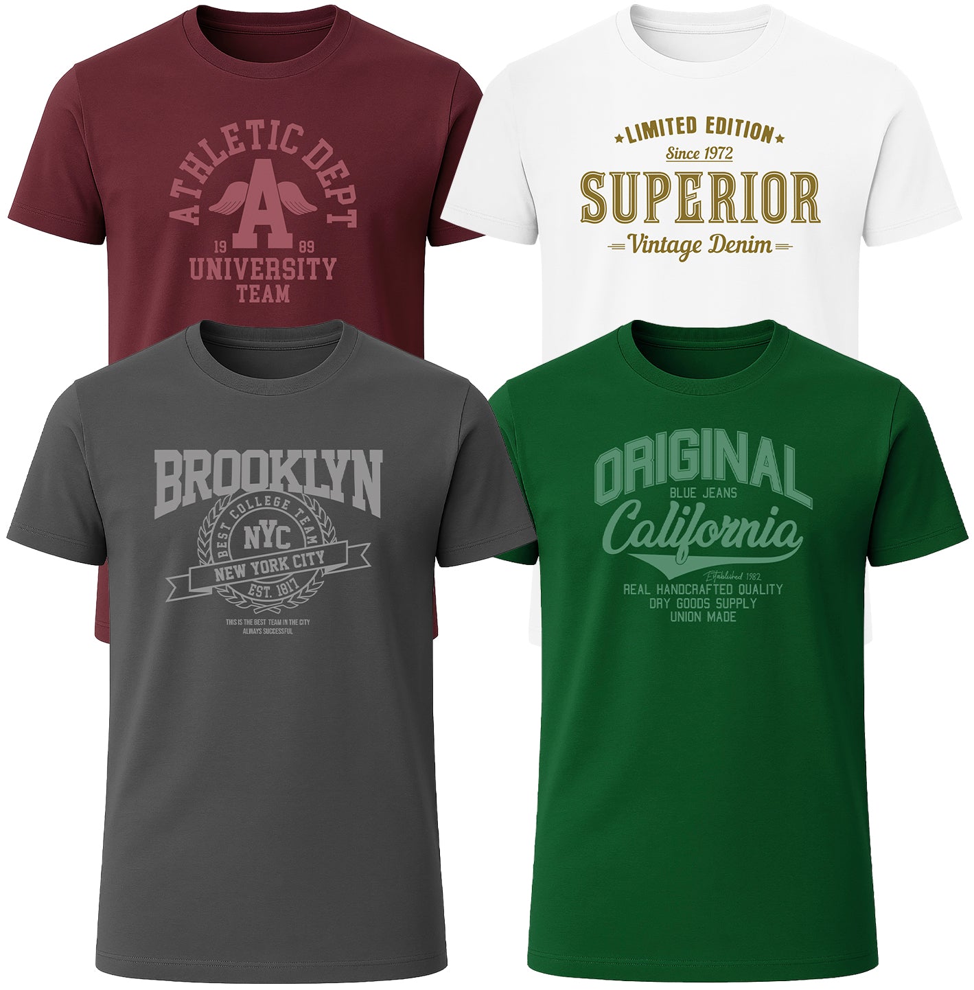 LOVEVO Pack of 4 Mens Printed T-Shirts Premium Quality 100% Cotton Casual Tops