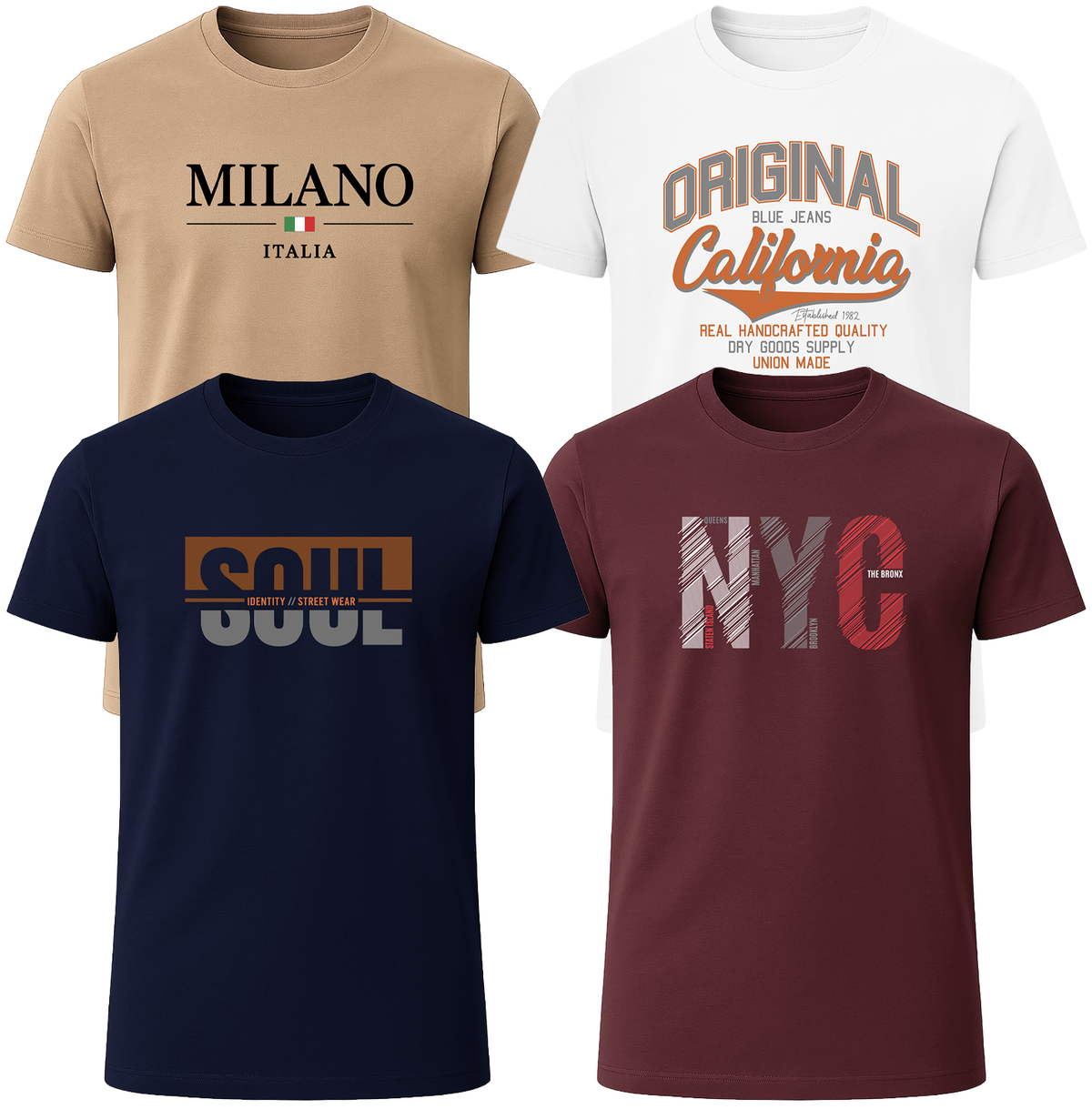 LOVEVO 4-Pack Graphic T-Shirts – Coastal Collection