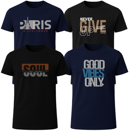 LOVEVO 4-Pack Graphic T-Shirts – Good Vibes Collection