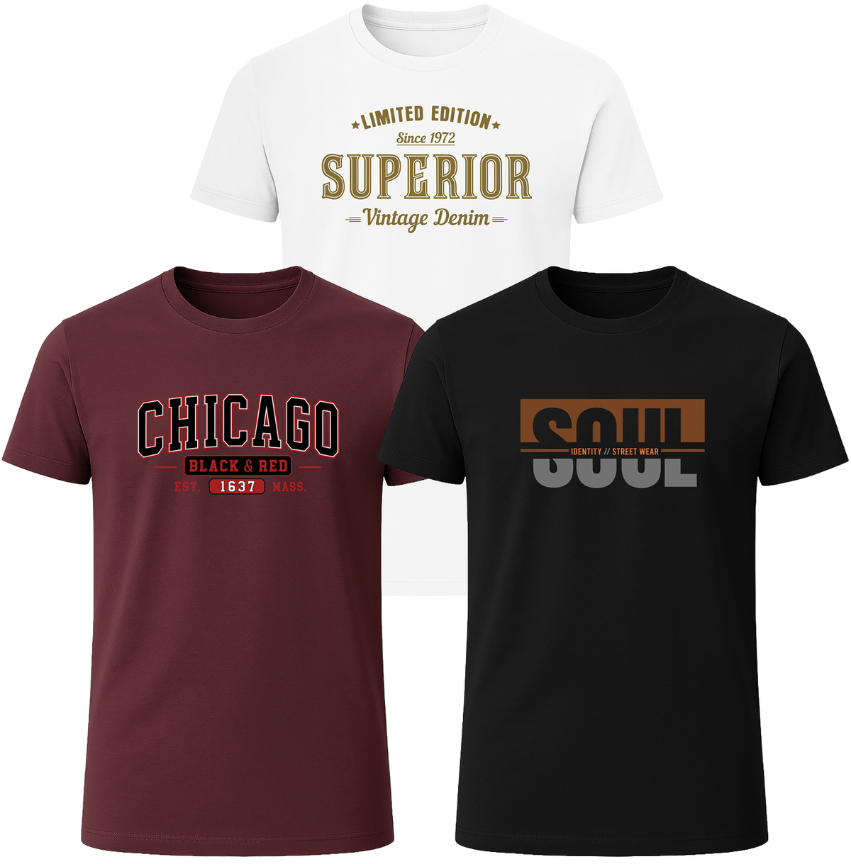 LOVEVO 3 Pack Graphic T-Shirts – Superior Collection
