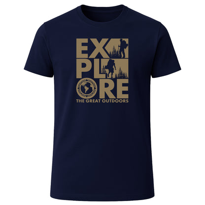 LOVEVO navy blue graphic T-shirt with Explore The Great Outdoors design ✅