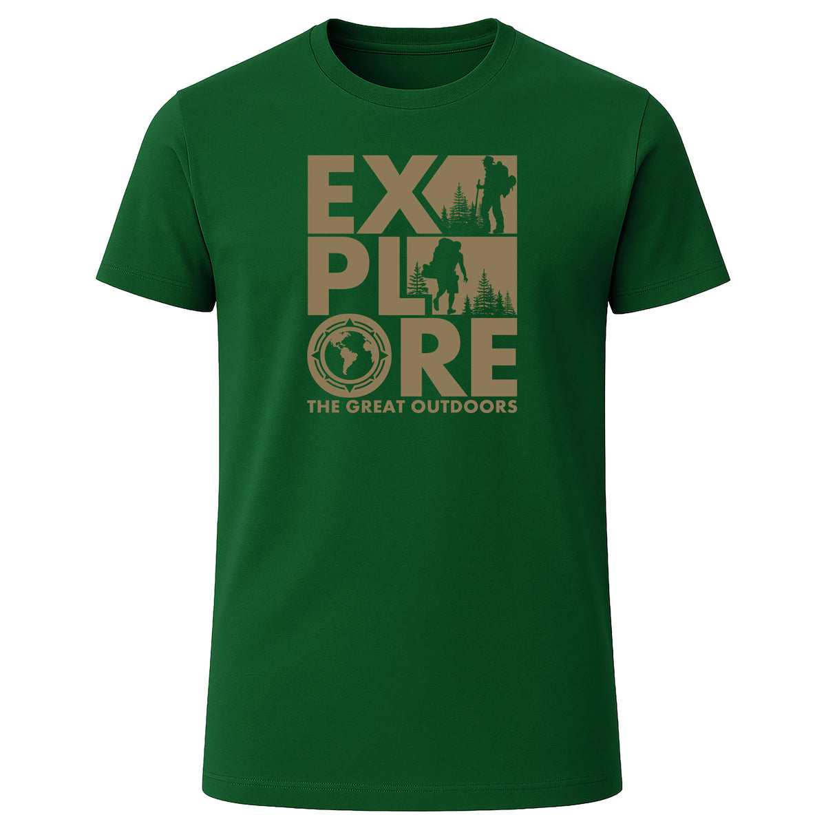 LOVEVO green graphic T-shirt with Explore the Great Outdoors design

