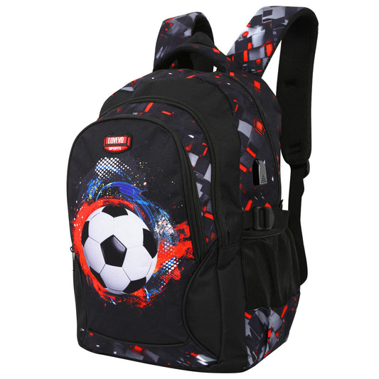 LOVEVO Football Backpack for Young Boys & Girls Bag with USB Charging Port Suitable for School Collage Casual Uni Sports and Gifts