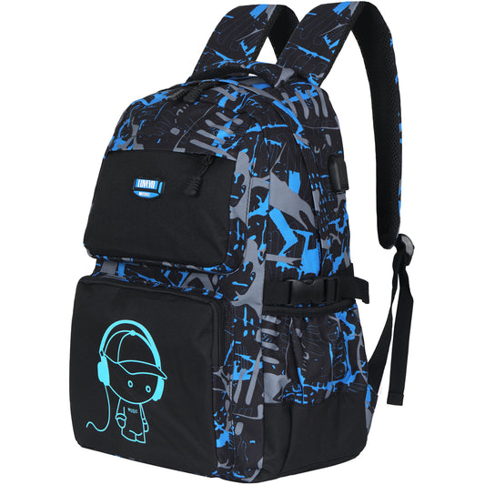 LOVEVO Backpack for Boys & Girls Anime Luminous Music with USB Charging Port Suitable for School College Uni Travel Sports and Gifts
