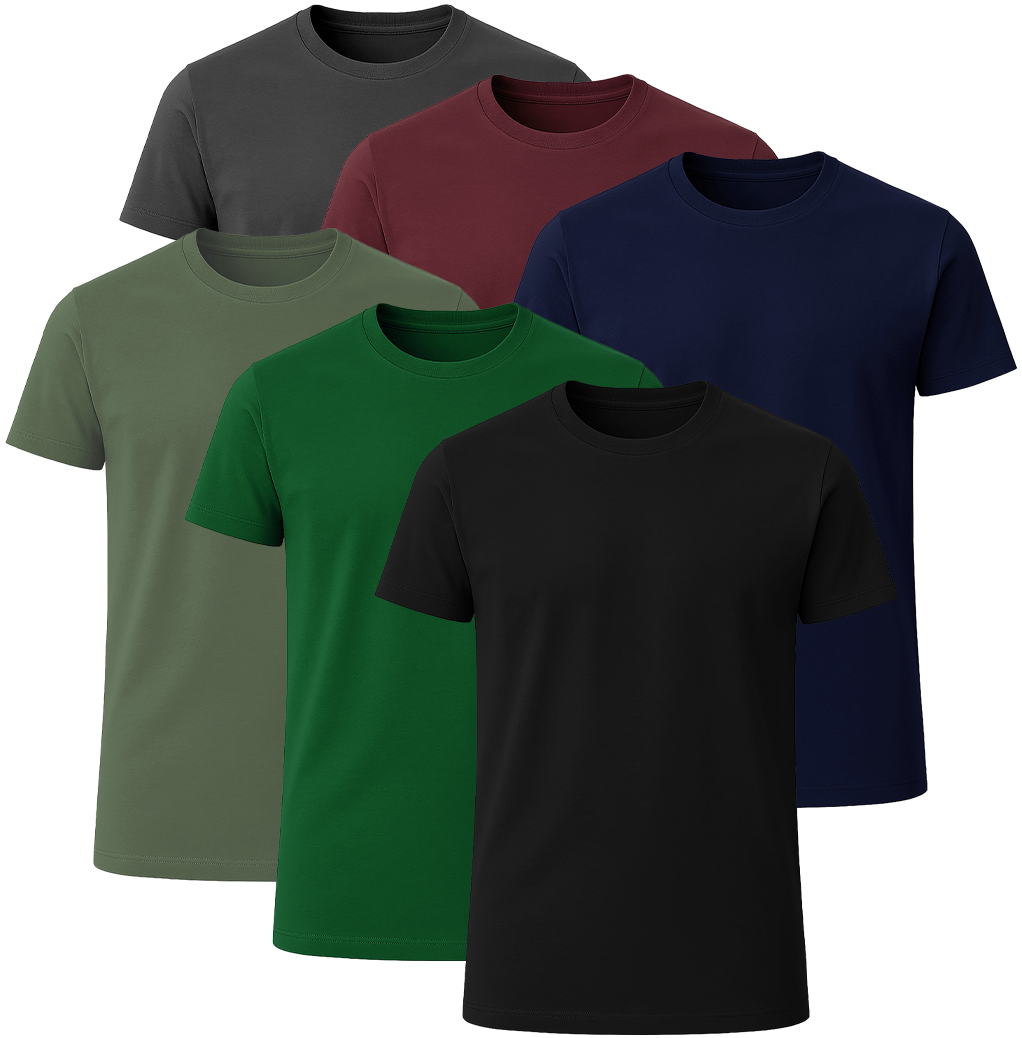 LOVEVO 6-Pack Premium Plain T-Shirts 100% Cotton - Set # 1