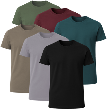 LOVEVO 6-Pack Premium Plain T-Shirts 100% Cotton - Set # 2