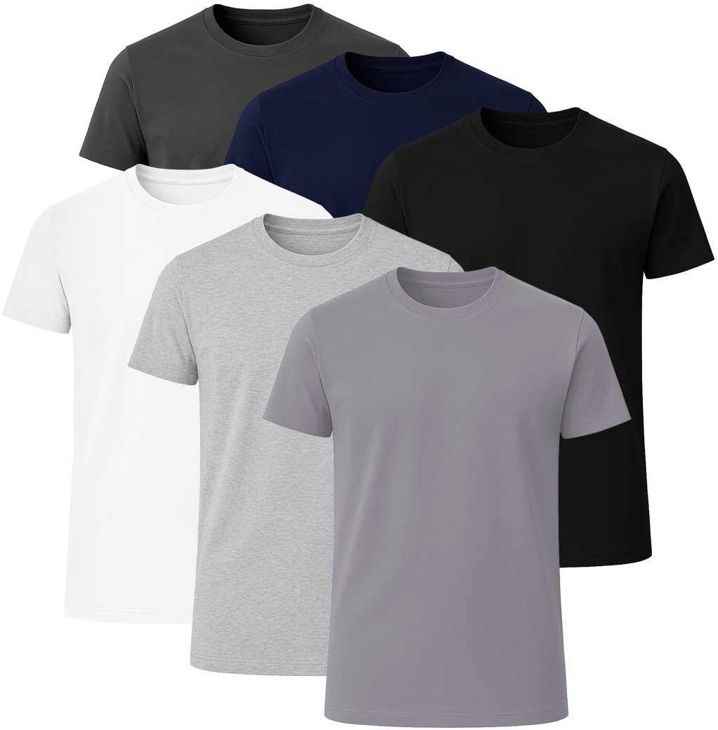 LOVEVO 6-Pack Premium Plain T-Shirts 100% Cotton - Set #  3