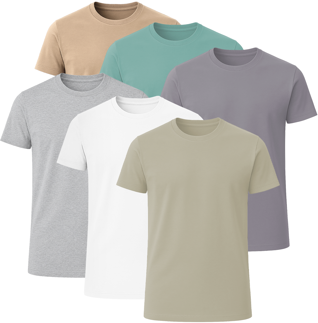 LOVEVO 6-Pack Premium Plain T-Shirts 100% Cotton - Set #  5
