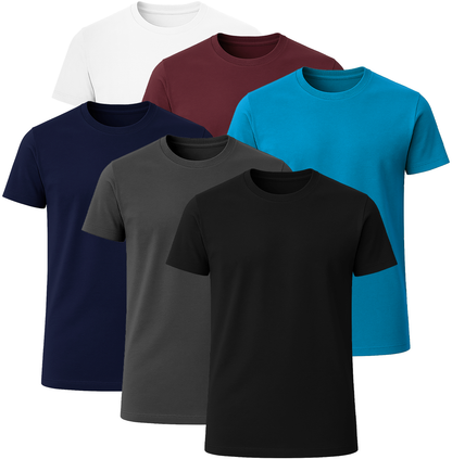 LOVEVO 6-Pack Premium Plain T-Shirts 100% Cotton - Set # 6