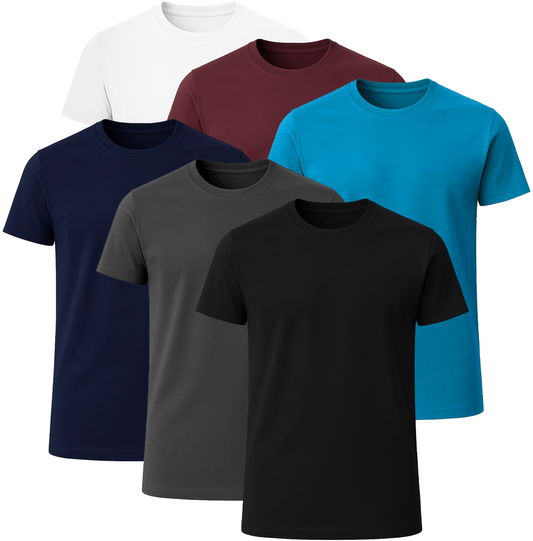 LOVEVO 6-Pack Premium Plain T-Shirts 100% Cotton - Set # 6