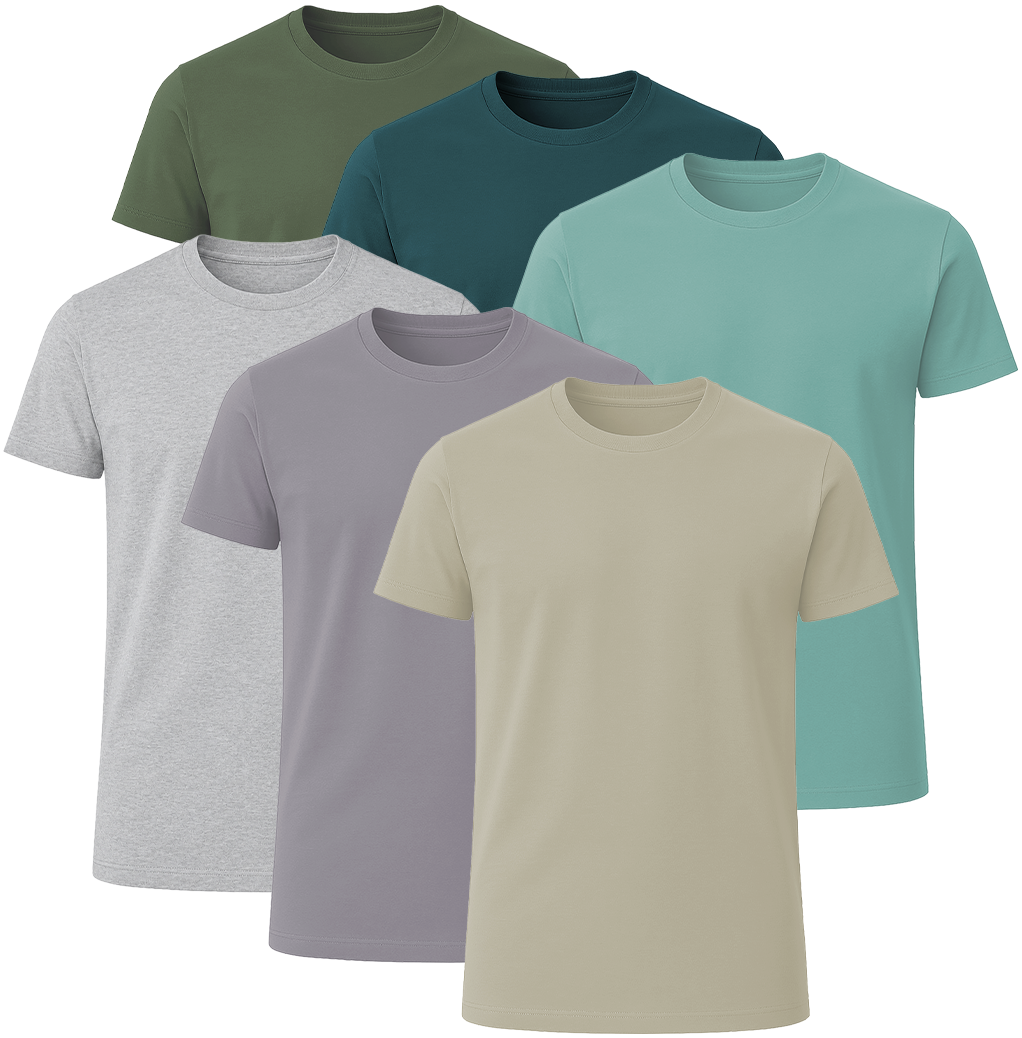 LOVEVO 6-Pack Premium Plain T-Shirts 100% Cotton - Set # 7