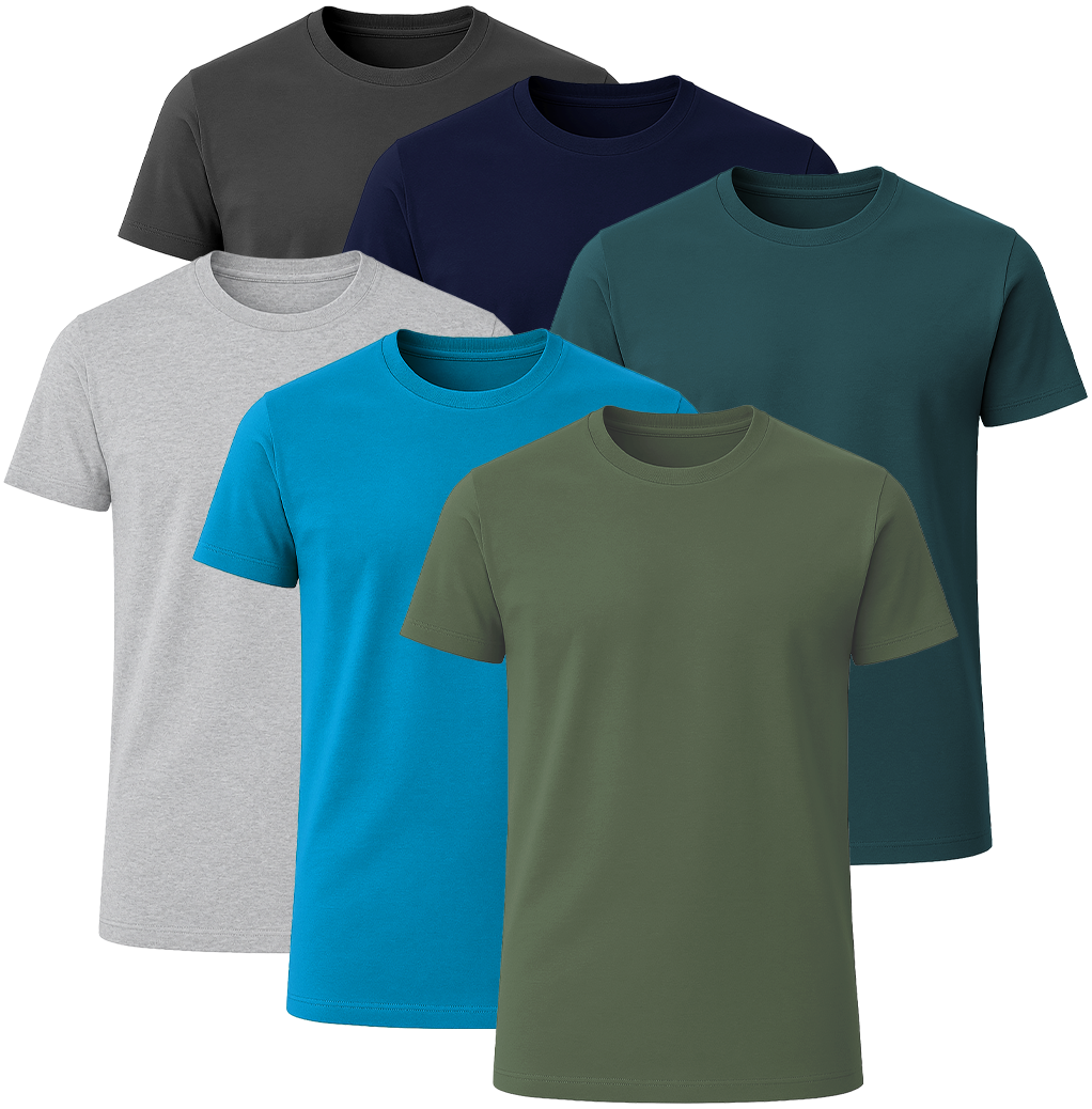 LOVEVO 6-Pack Premium Plain T-Shirts 100% Cotton - Set # 8